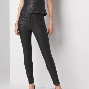 White House Black Market- black coated denim, size 4. Never worn, tags removed